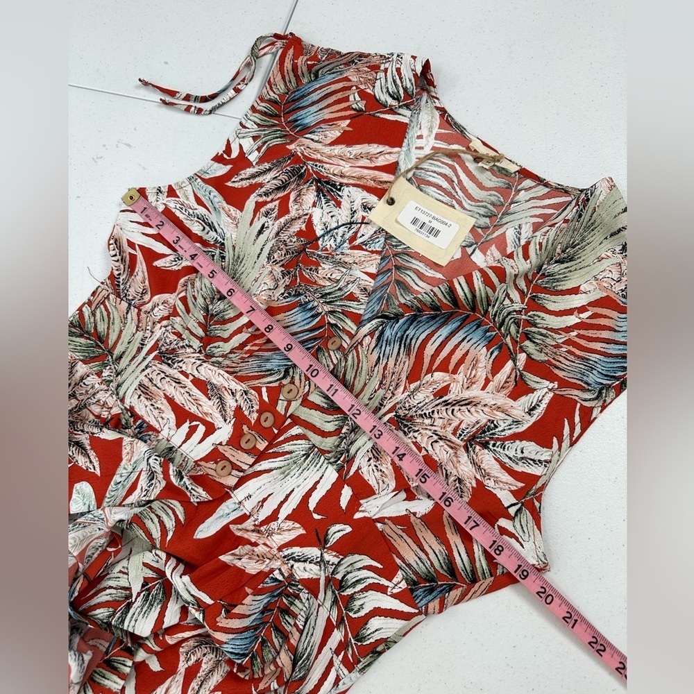 NWT Easel Palm Leaf Printed Button Front Duster E… - image 6